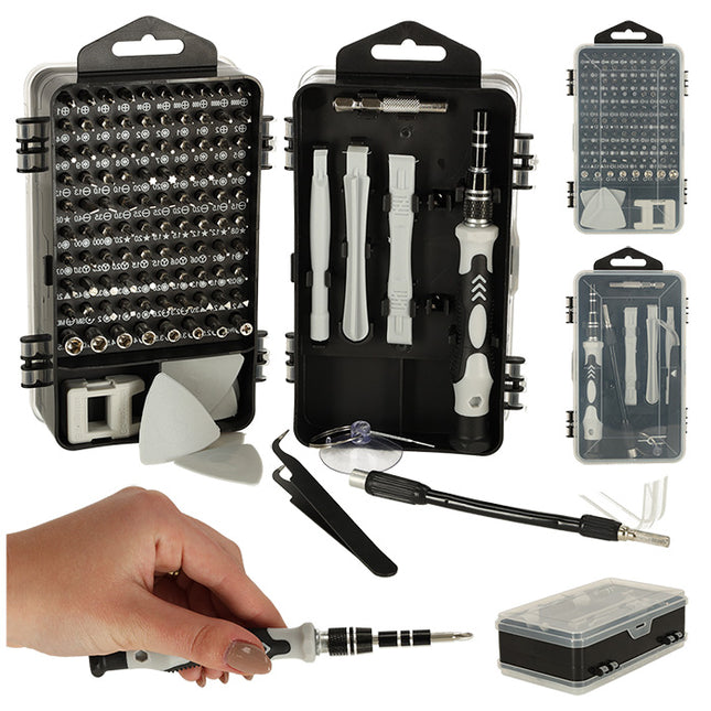 115-delige Precisie Magnetische Schroevendraaier Set – Inclusief Bitset – Fijnmechanica Reparatieset – Met Accessoires en Etui