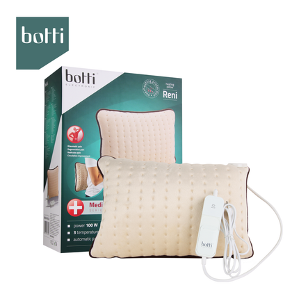Botti Medic Series Reni verwarmingskussen – 100W – 3 warmtestanden – Beige fleece – Veilig & comfortabel