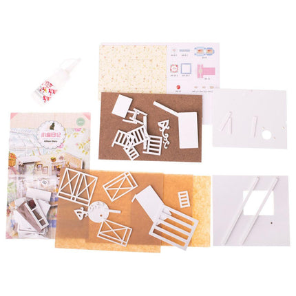 Ikonka DIY Modelbouw Woonkamer - Miniatuurhuisje Kitten Diary 17 cm  - Miniatuur Bouwpakket