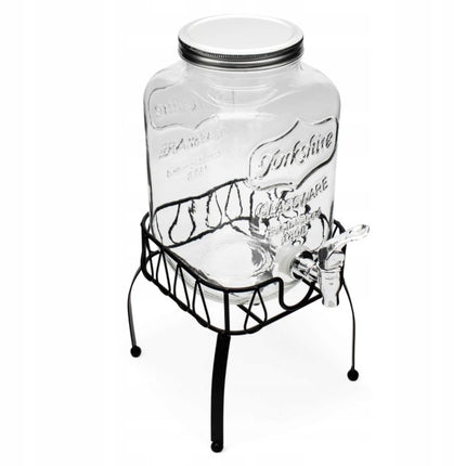 Drankdispenser 4 Liter met Kraantje en Metalen Standaard – Glazen Sapdispenser – Limonadedispenser voor Water, Sap & IJsthee