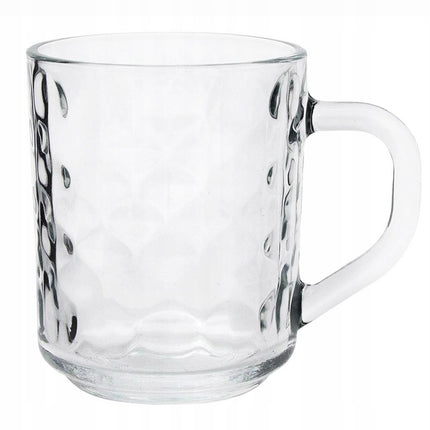 Tragar Theeglazen Set van 6 – 250 ml – Wave Motief – Dikke Glazen met Handvat – Transparant