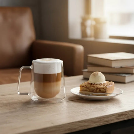 Dubbelwandig Glas 300 ml met Oor – Koffieglas, Theeglas & Cappuccino Glas – Thermoglas