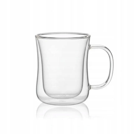Dubbelwandig Glas 400 ml met Oor – Koffieglas & Theeglas – Thermoglas Transparant