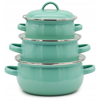 Emaille Kookpan met Deksel 0,6 Liter – Kleine Pan 12 cm – Geëmailleerd Staal – Mintgroen
