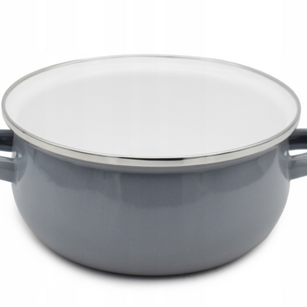 Emaille Kookpan met Deksel 0,6 Liter – Emaille Pan 12 cm – Grijs