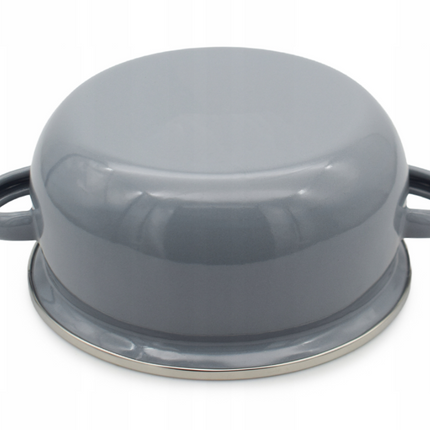 Emaille Kookpan met Deksel 0,6 Liter – Emaille Pan 12 cm – Grijs