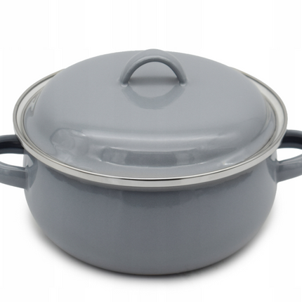 Emaille Kookpan met Deksel 0,6 Liter – Emaille Pan 12 cm – Grijs