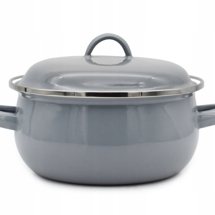 Emaille Kookpan met Deksel 0,6 Liter – Emaille Pan 12 cm – Grijs