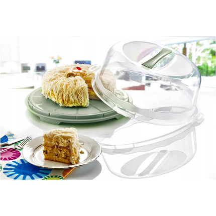 Dunya Lock & Fresh Ronde Taartdoos – Taart Bewaardoos 30 cm – Met Handvat & Vergrendeling – BPA-vrij – Vershouddoos & Snijhulp voor 12 Stukken