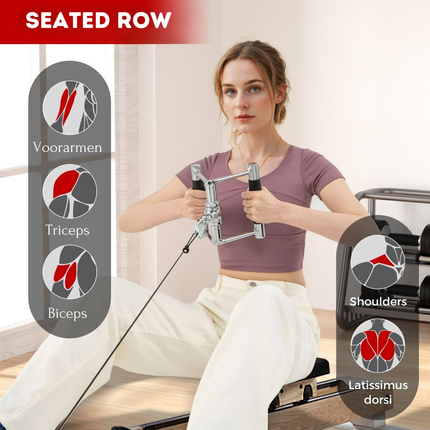 Trendmix 5-Delige Fitness Accessoire Set - Krachtstation Accessoires - Sportschool Thuis - V-Handgreep, Roterende Stang Recht, Dubbel D Handvat, Triceps Koord - Zwart