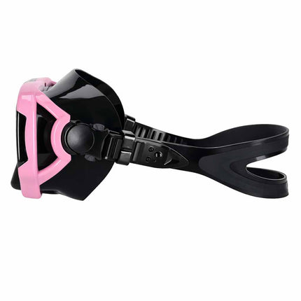 Snorkelset Volwassenen – Duikbril met Snorkel – Droog Snorkelsysteem – Gehard Glas – 180° Panoramisch Zicht – Roze