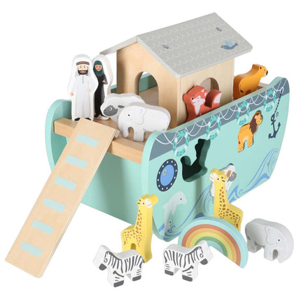 LULILO Houten Ark van Noach Sorteerboot – Montessori Educatief Speelgoed – 20-delige Dierenset – Vormensorteerder vanaf 1 Jaar