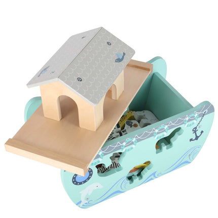 LULILO Houten Ark van Noach Sorteerboot – Montessori Educatief Speelgoed – 20-delige Dierenset – Vormensorteerder vanaf 1 Jaar