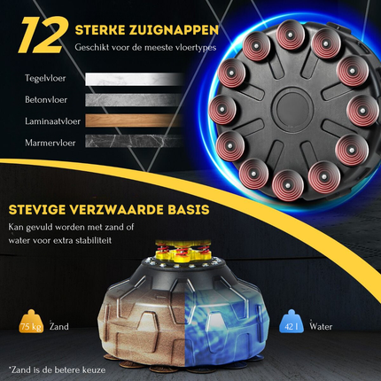Trendmix 360° Boks Trainer Met Draaibare Stang - Boks Speed Ballen - Vulbare Basis - Boksuitrusting voor Thuis