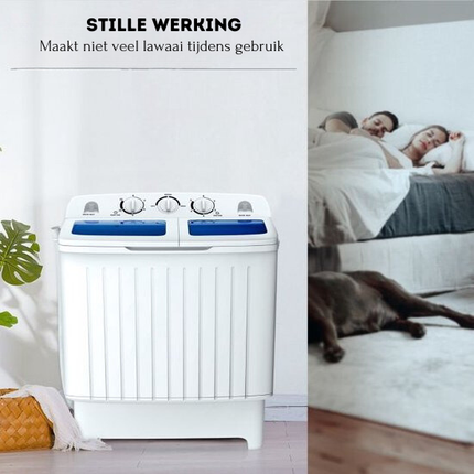 Trendmix camping wasmachine met dubbele trommel 5 Kg was / 3 Kg centrifuge laadvermogen wit / blauw