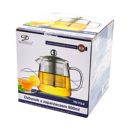 Meyerhoff Glazen Theepot 800ML – Met RVS Infuser en Zeef – Hittebestendig Glas – Voor Losse Thee, Kruiden en Infusies