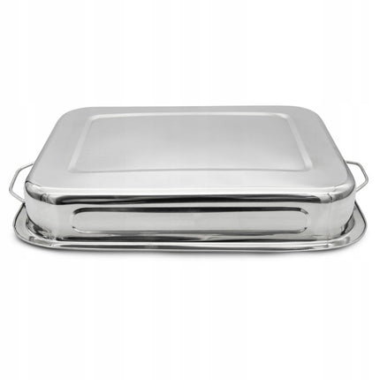 Tragar Lasagneschaal RVS – 30x23x5 cm – Met Handvatten – Grote Ovenschaal – Roestvrij Staal – Rechthoekig