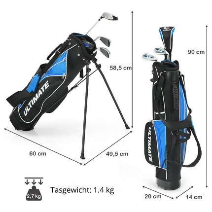 Trendmix Junior 5-Delige Golfclub Set Inclusief tas en Golfclubs – Junior Golfclubs - Golf Set Voor Kinderen In De Leeftijd Van 8-10 Blauw