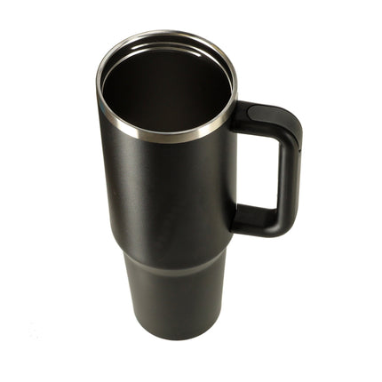 Thermosbeker 1200 ml met Rietje en Handgreep – Dubbelwandige RVS Drinkbeker – Lekvrij – Zwart