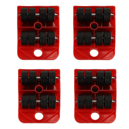 5-Delige Meubeltransportwielen - Meubel Transportroller Set Meubelrollers + Lastenheffer - 150 Kg Draaggewicht - Verhuizing - Rood