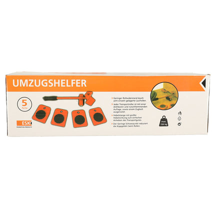 5-Delige Meubeltransportwielen - Meubel Transportroller Set Meubelrollers + Lastenheffer - 150 Kg Draaggewicht - Verhuizing - Rood