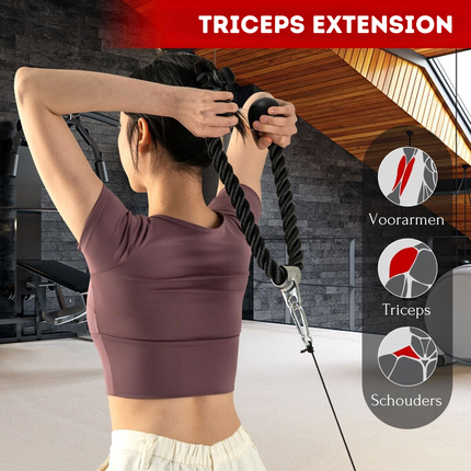 Trendmix 5-Delige Fitness Accessoire Set - Krachtstation Accessoires - Sportschool Thuis - V-Handgreep, Roterende Stang Recht, Dubbel D Handvat, Triceps Koord - Zwart