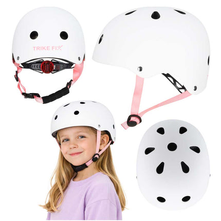 Kinderhelm maat S 48-54 cm – Fietshelm, Step Helm & Skatehelm voor Kinderen – LED Achterlicht – Wit / Roze