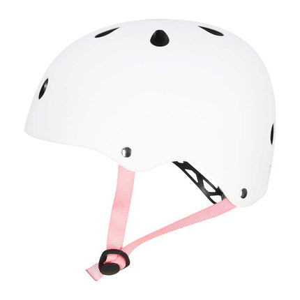 Kinderhelm maat S 48-54 cm – Fietshelm, Step Helm & Skatehelm voor Kinderen – LED Achterlicht – Wit / Roze