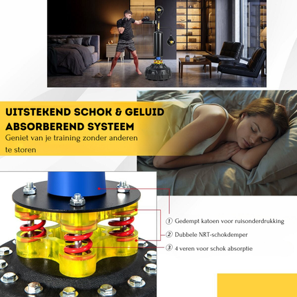 Trendmix 360° Boks Trainer Met Draaibare Stang - Boks Speed Ballen - Vulbare Basis - Boksuitrusting voor Thuis