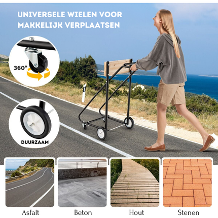 Trendmix XXL Buitenboordmotor trolley op Wielen tot 150 kg - Robuuste Metalen Transportwagen Bok Voor Buitenboordmotor Transport