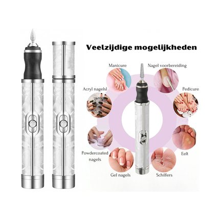 Trendmix Draadloze Elektrische Nagelvijl Nagelfrees Met 5 Bitjes Wit - 4 Bedieningsmodi - Manicure Pedicure Set Elektrisch - Oplaadbaar - USB C Kabel