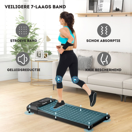 Costway Walking Pad Loopband zwart 1-6 km/u 120 kg Capaciteit - Afstandsbediening en LED Display - Walking pad voor thuis of op kantoor