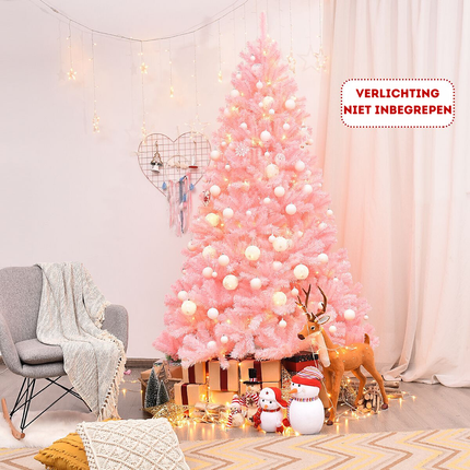 Trendmix Roze Kunstkerstboom 225 cm – 1258 Takken – Volle Boom – Scharnierende Sparren – Metalen Standaard – PVC