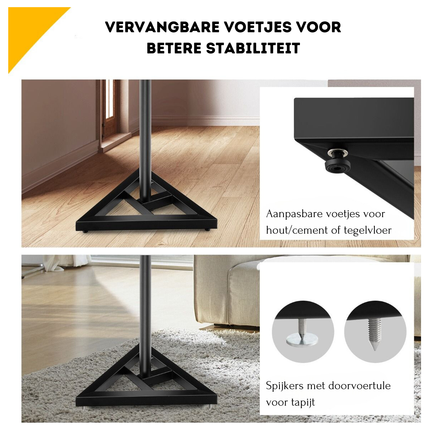 Trendmix Luidspreker statieven In Hoogte Verstelbaar 97-157 cm - Set Van 2 Luidspreker Standaard - Driehoekige Basis - Vierkant Platform - Antislipstickers