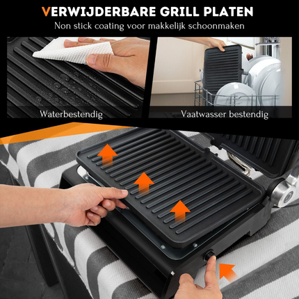 Trendmix XL Contactgrill 3-in-1 – Elektrische Multigrill met LED-display – 230 °C – Antiaanbaklaag – 5 Kookstanden – Zwart