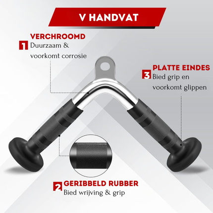 Trendmix 5-Delige Fitness Accessoire Set - Krachtstation Accessoires - Sportschool Thuis - V-Handgreep, Roterende Stang Recht, Dubbel D Handvat, Triceps Koord - Zwart
