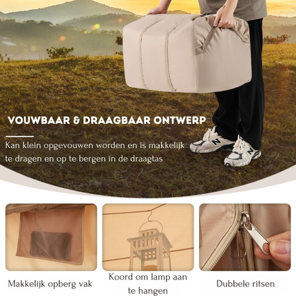 Trendmix Opblaasbare Tent Voor 4 Tot 6 Personen Beige - Kampeertent met Muskietennet - Wind- en waterafstotend Katoenen Tent - 295 x 202 x 200 cm