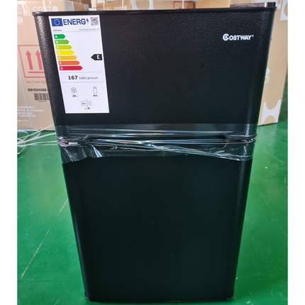 Costway Mini Koelkast Met Apart Vriesvak 90L Zwart - Tafelmodel Compacte Koelkast - Koelvriescombinatie - 48,5 x 49,5 x 86 cm