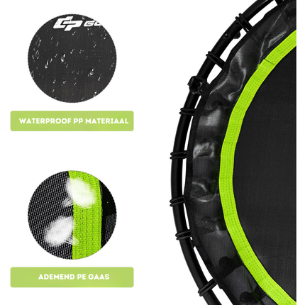 Trendmix Opvouwbare Fitness Trampoline Met Weerstandsbanden - Mini Trampoline - Verstelbaar Zwart/Groen Ø102 cm
