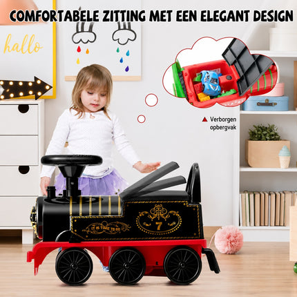 Elektrische Kindertrein met Treinbaan – 16-delige Rail 220 cm – Licht & Geluid – 2,5 km/u – Zwart/Rood