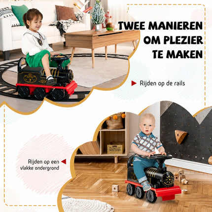 Elektrische Kindertrein met Treinbaan – 16-delige Rail 220 cm – Licht & Geluid – 2,5 km/u – Zwart/Rood