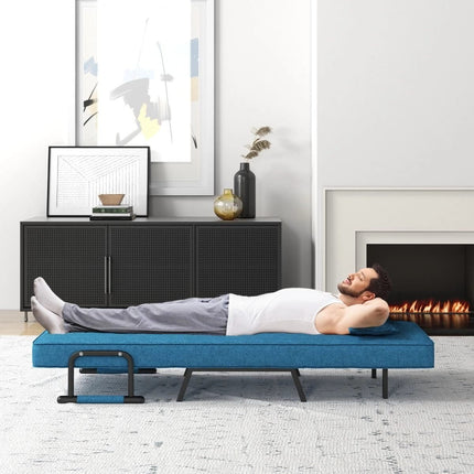 Trendmix 4-in-1 Slaapstoel Blauw – Inklapbare Slaapbank – Verstelbare Rugleuning – Slaapfauteuil 1 Persoon – Tot 150 kg Draagvermogen
