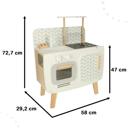 Lulilo vintage retro speelkeuken met accessoires - Speelgoed keuken met kookplaat, wasbak en oven - 58 x 72,7 x 29,2 cm