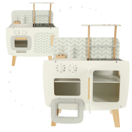 Lulilo vintage retro speelkeuken met accessoires - Speelgoed keuken met kookplaat, wasbak en oven - 58 x 72,7 x 29,2 cm