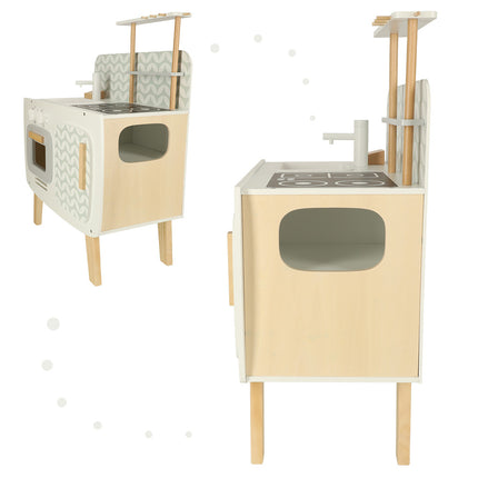 Lulilo vintage retro speelkeuken met accessoires - Speelgoed keuken met kookplaat, wasbak en oven - 58 x 72,7 x 29,2 cm