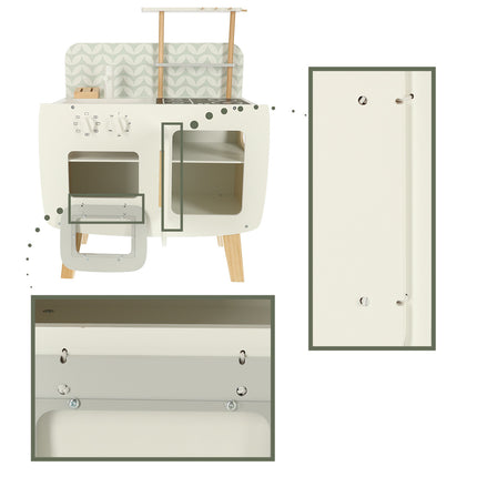 Lulilo vintage retro speelkeuken met accessoires - Speelgoed keuken met kookplaat, wasbak en oven - 58 x 72,7 x 29,2 cm