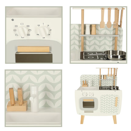 Lulilo vintage retro speelkeuken met accessoires - Speelgoed keuken met kookplaat, wasbak en oven - 58 x 72,7 x 29,2 cm