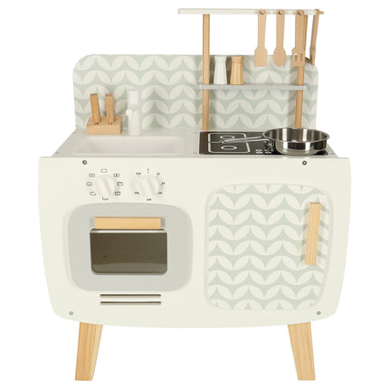 Lulilo vintage retro speelkeuken met accessoires - Speelgoed keuken met kookplaat, wasbak en oven - 58 x 72,7 x 29,2 cm