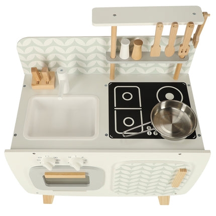 Lulilo vintage retro speelkeuken met accessoires - Speelgoed keuken met kookplaat, wasbak en oven - 58 x 72,7 x 29,2 cm