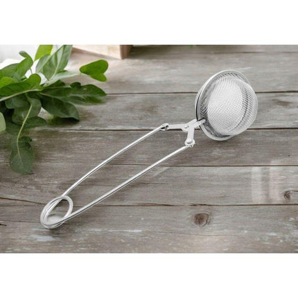 Meyerhoff Theezeef RVS 16 x 5 cm – Thee Ei met Handvat – Fijnmazige Theefilter – Voor Losse Thee & Kruiden – Zilver
